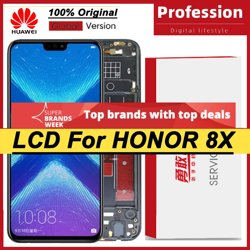 100% Оригинал 6 5 ''ЖК дисплей с рамкой для Huawei Honor 8X ЖК сенсорным экраном