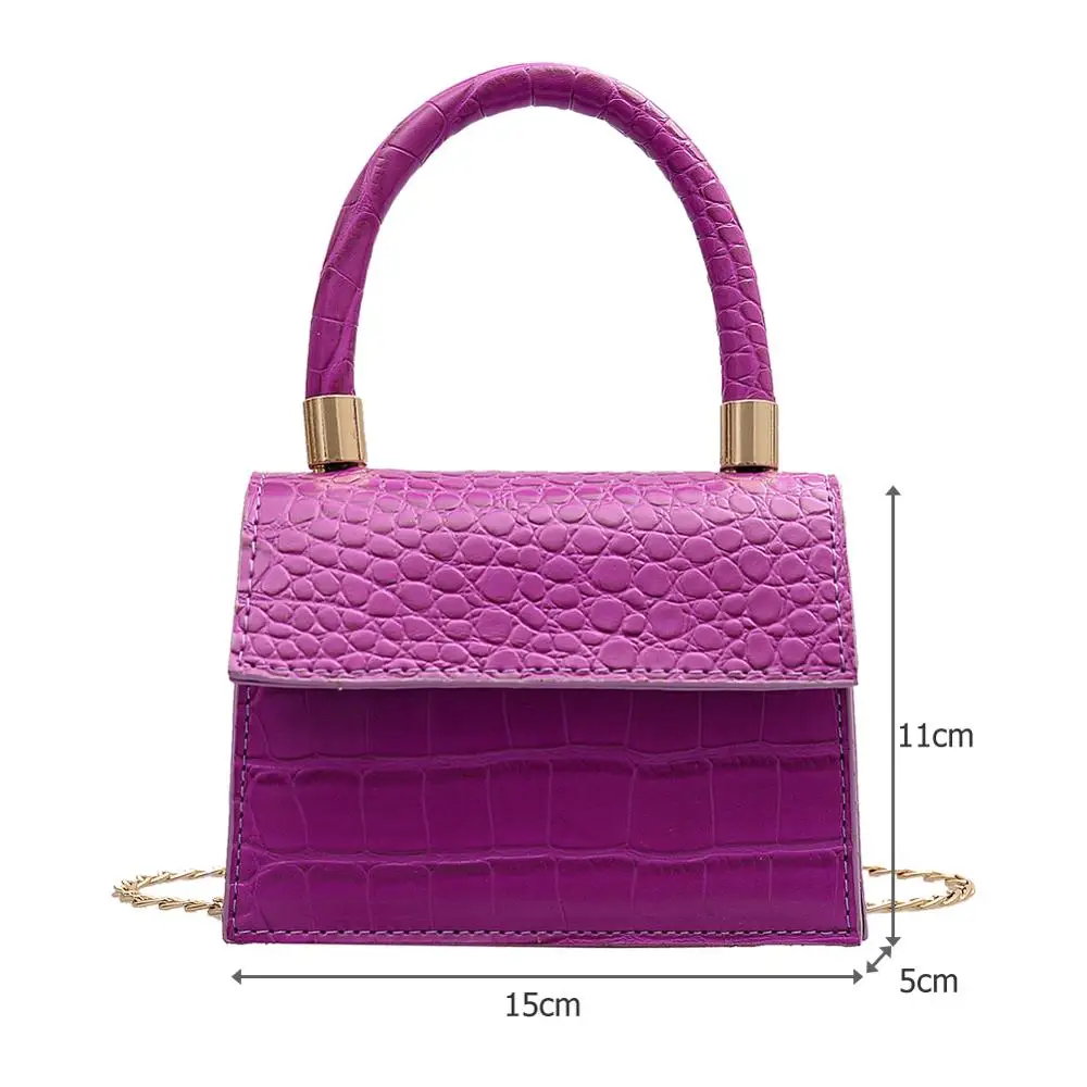

Mini Small Square bag 2021 New Fashion Quality PU Leather Women's Handbag Alligator Leather Chain Shoulder Messenger Bags totes