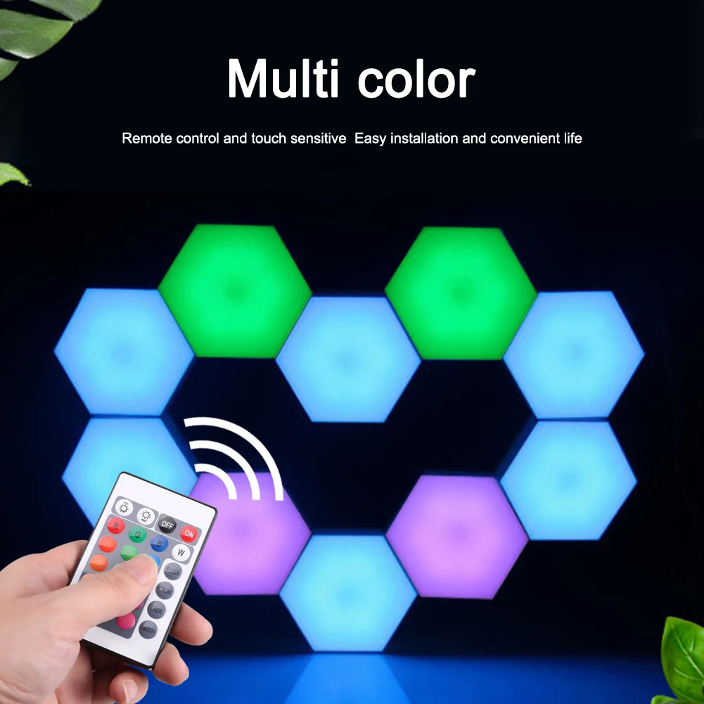 

High Quality Dropship Hexagon LED Wall Light Modular Honeycomb Remote Control Dimmable Lamps Night Light for Bedroom светильник