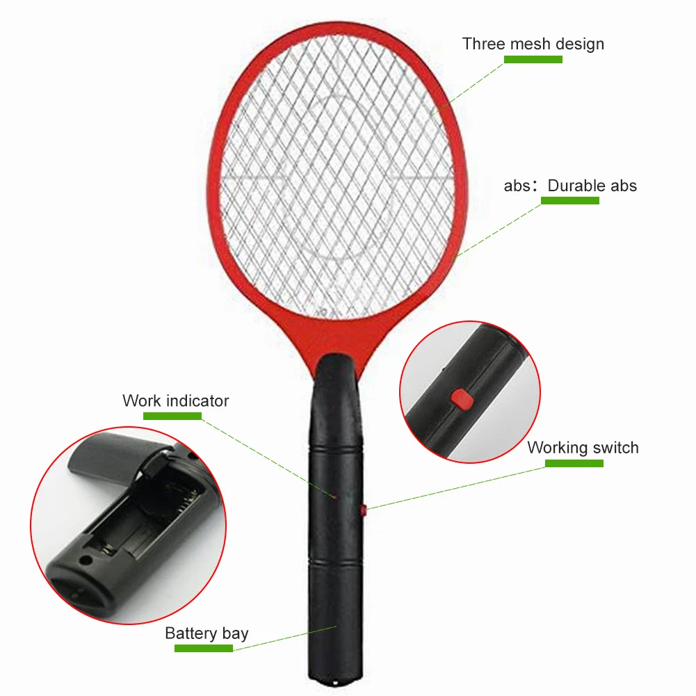 Батарея как электрическая ловушка для комаров мухобойка с тремя слоями