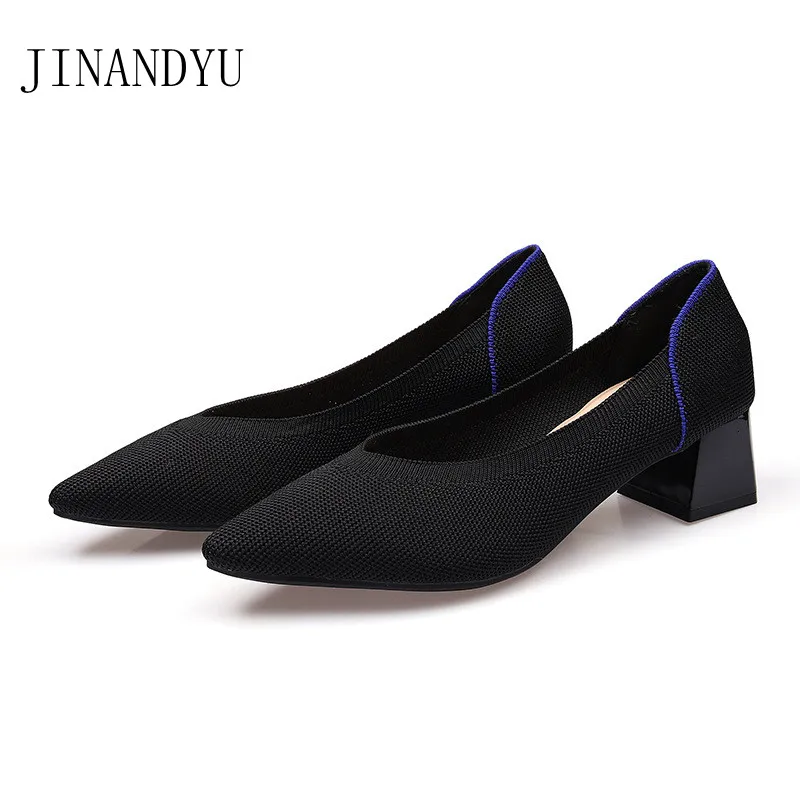 

Big Size Women Block Heels Pointed Toe Mesh Party Shoes for Women Trendy Heels Classic Pumps Womens Fashion Shoes Sexy Heels