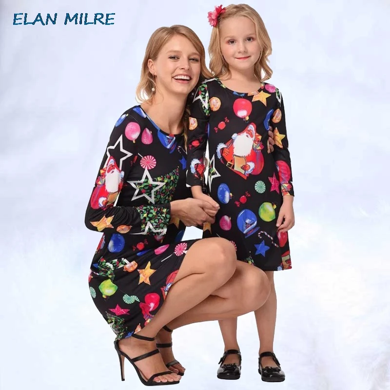 Семейные одинаковые платья для мамы и дочки рождественское платье одежда с