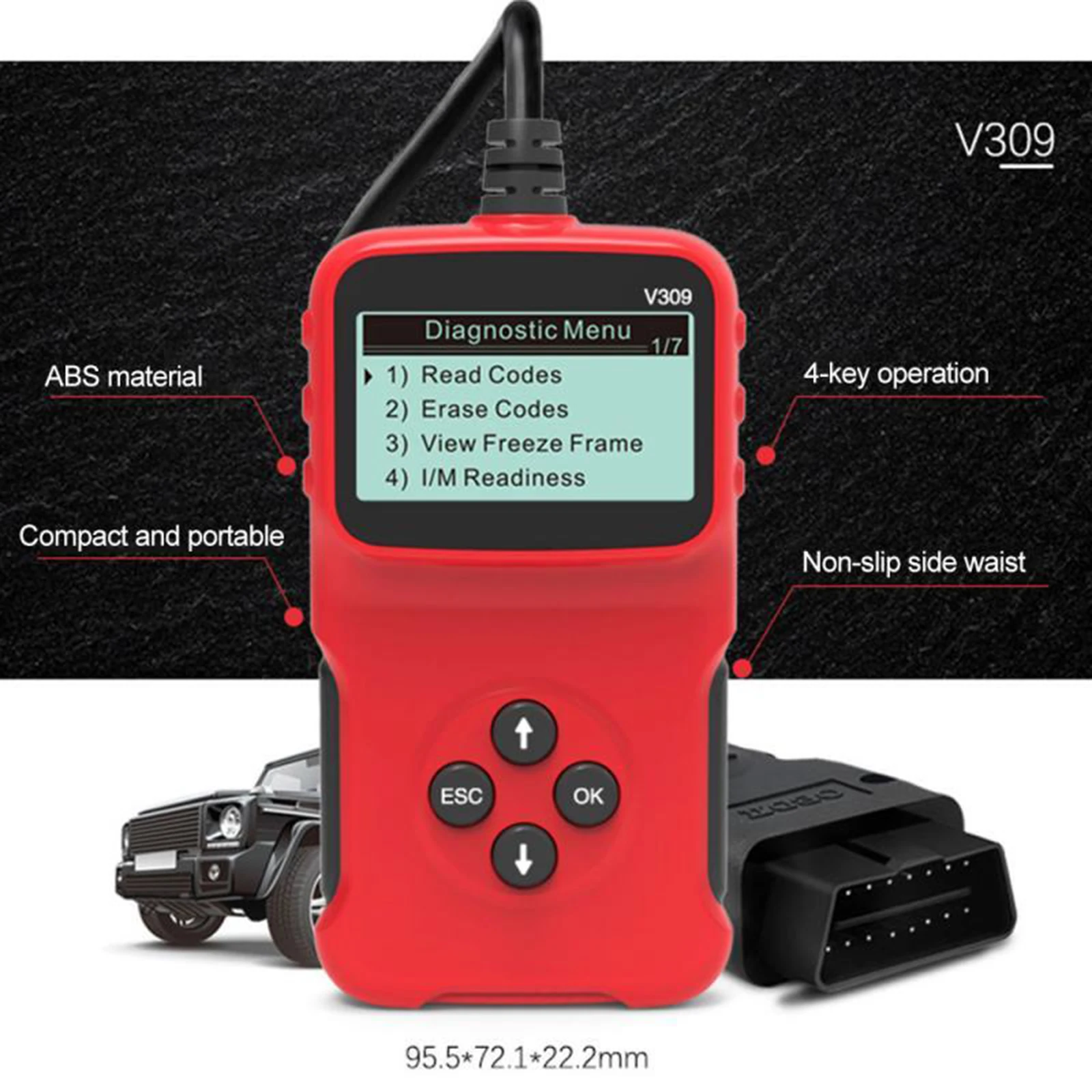 

V309 OBD 2 OBDII Car Auto Diagnostic Tool Interface Scanner OBD Code Reader Car Check Engine Fault Diagnostic Tool