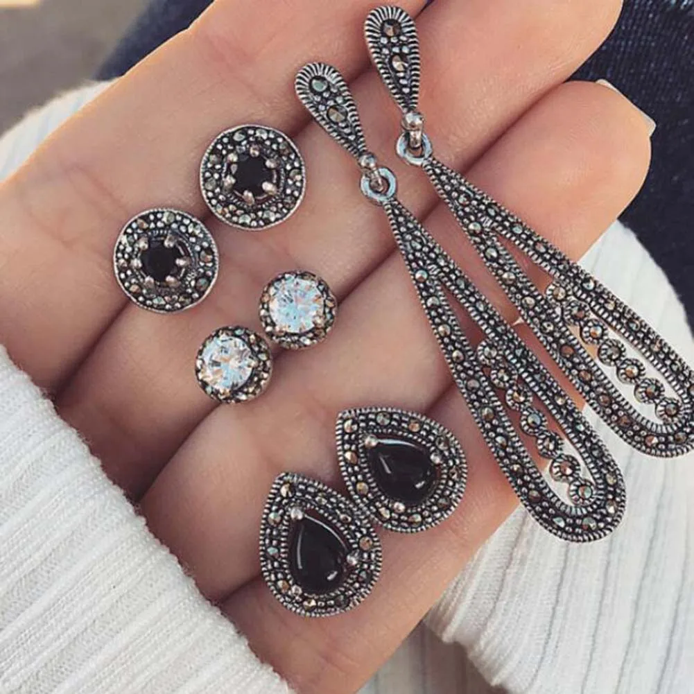 4 пар/компл. в богемном стиле Для женщин стразы полые каплевидные длинные Длинные