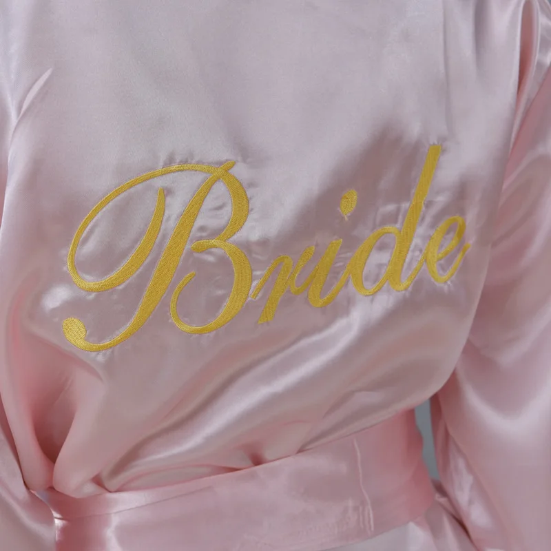 

Embroidery Bride Bridesmaid Wedding Robe Women Kimono Bathrobe Gown Sexy Mini Nightgown Sleepwear Silky Home Dressing Gown XXL