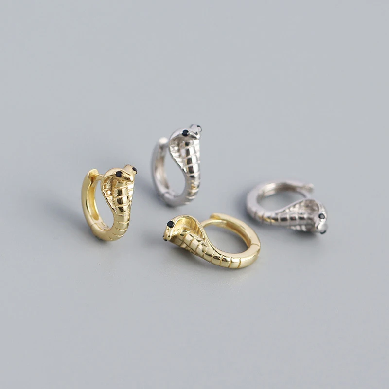 

925 sterling Silver Ear Buckle Cobra Rock Punk Style Hoop Earrings for Women Simple Metal Vintage Earrings Fashion Jewelry