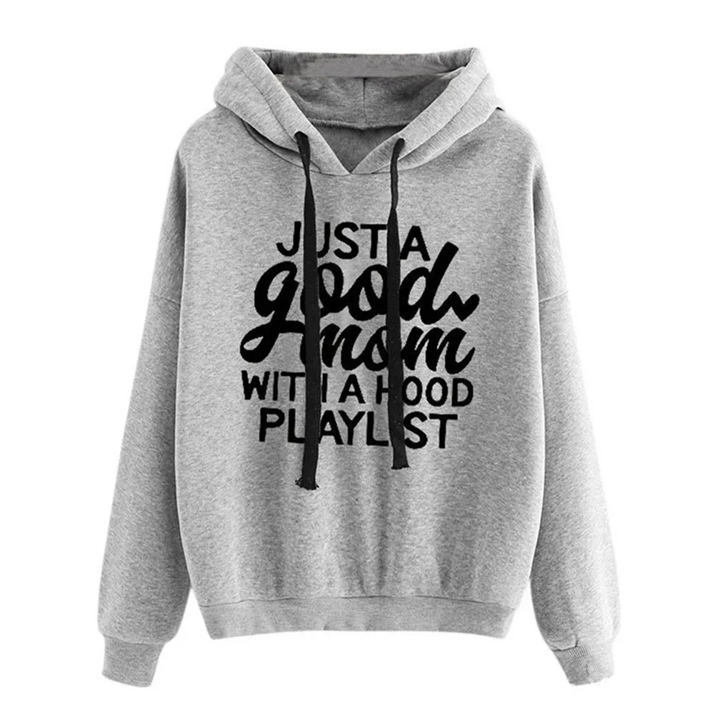 

Fashion Women Letters Print Hoodie Loose Hooded Sweatshirt Autumn Winter Spring Top H9