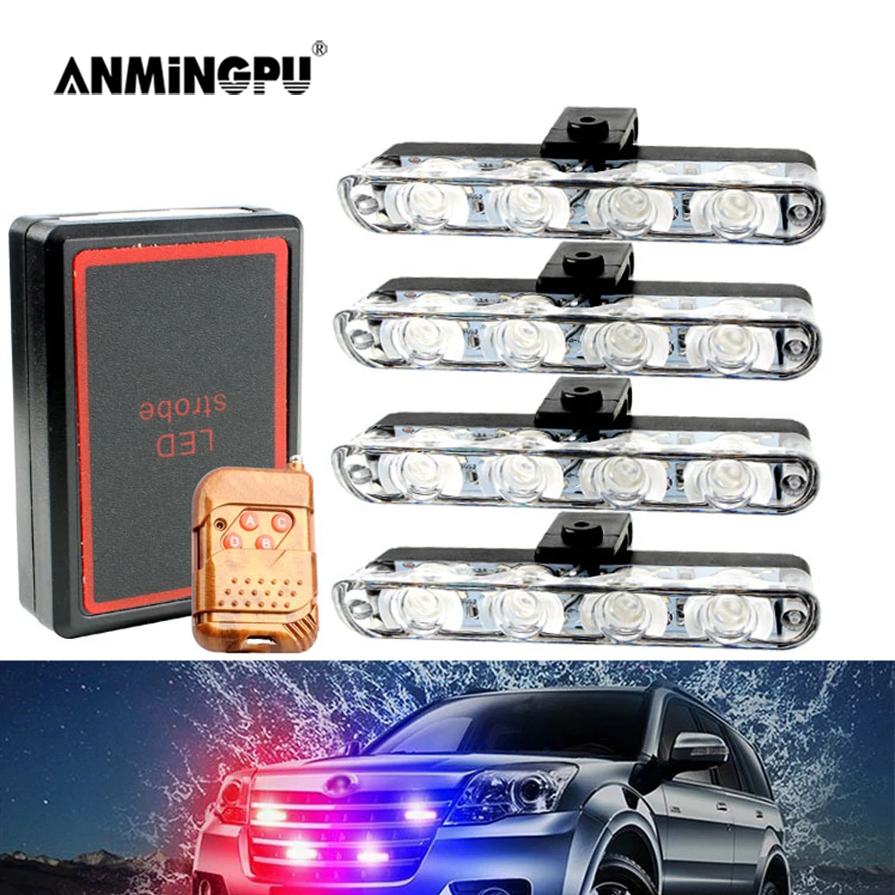 ANMINGPU 4IN1 12V Решетка Светодиодный стробоскопы светильник для аварийного