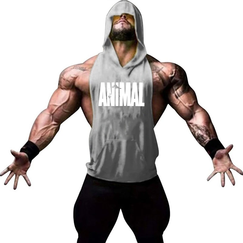 

Men sporting sleeveless hoodies gyms Workout Fitness Bodybuilding Sweatshirt male Fashion Casual Hooded Vest cotton Sportswear
