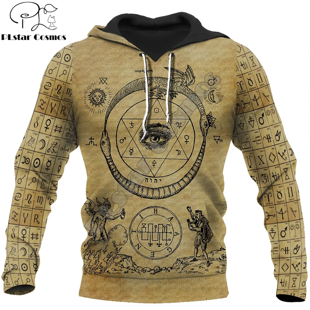 2020 Модные мужские толстовки с капюшоном 3D принтом древнего альхимии уличная