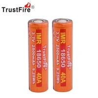 trustfire imr 18650 40a 3 7v 2500mah 9 25wh li ion battery rechargeable batteries with safety relief valve for led flashlights