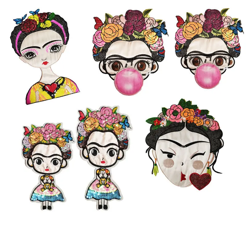 

pearl piece embroidery clothing accessories figure Sequin embroidered cloth patch manufacturer direct supply