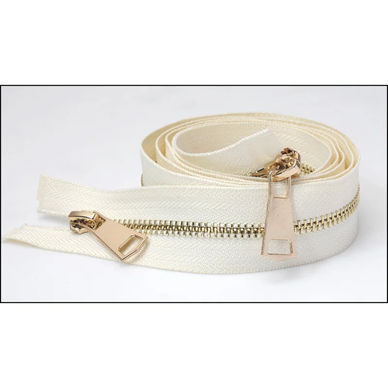 gold-beige Meetee 120 см 5# Металлические молнии двойной слайдер открытый конец молнии DIY Швейные Инструменты пуховик пальто одежда портной ремонт аксессуары - Цвет: gold-beige