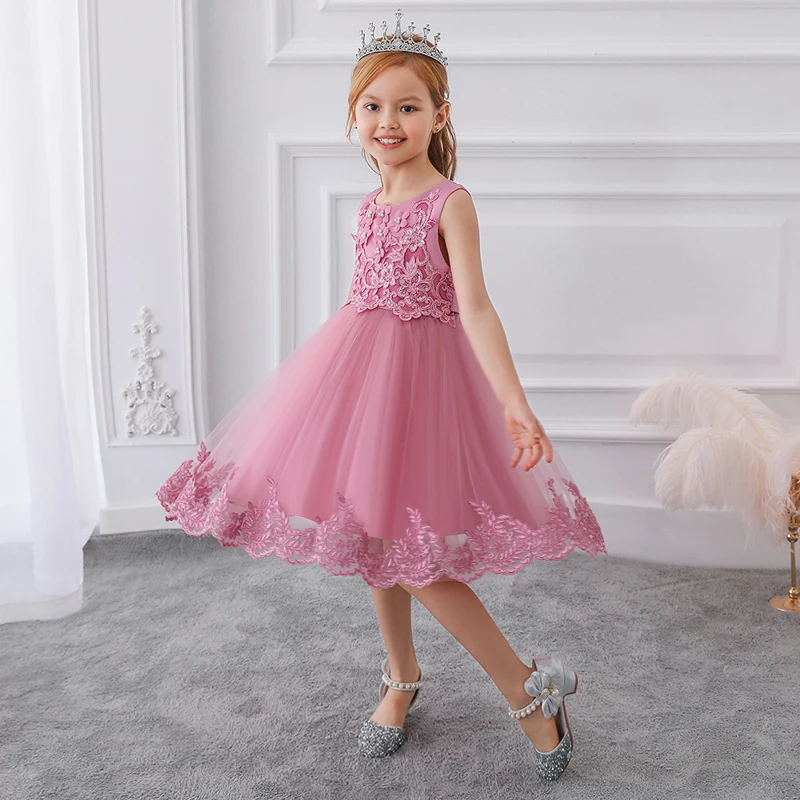 2022 Summer Bridesmaid Gown Girl Party Dress Kids Dresses For Girls Clothes Children Flower Princess Elegant Wedding | Детская одежда и
