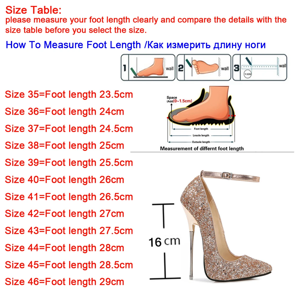 

Extreme 16cm High Heel Ladies Shoes Big Size 46 Women Shoes Pumps Show Modeling Bling Wedding Shoes Thin Heels Fashion 2020 New