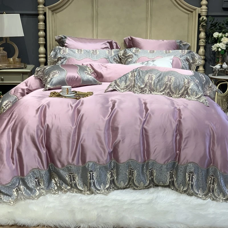 

Luxury Lace Embroidery Egyptian Cotton Princess Wedding Bedding Set Silky Duvet Cover Bed Sheet Or Bedspread Pillowcase 4/7Pcs