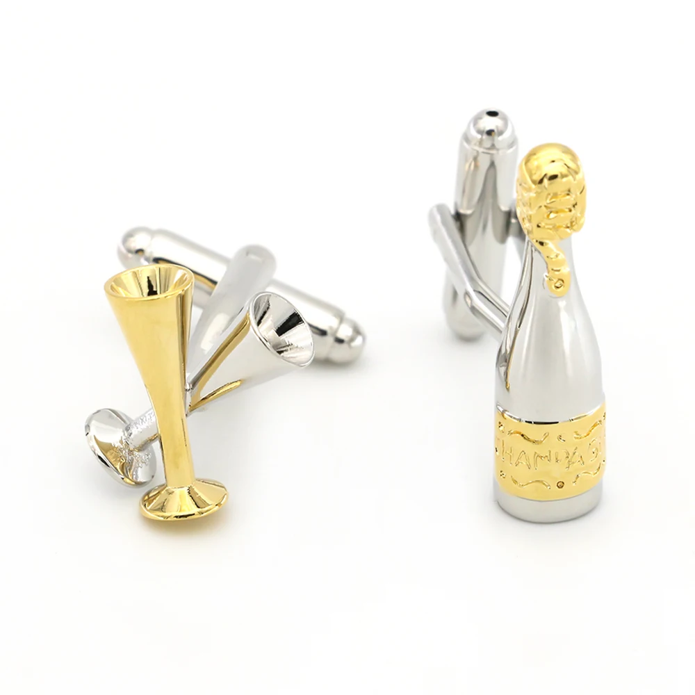 

Запонки цвета шампанского для мужчин, запонки для бутылок и очков, качественные запонки из латуни золотого цвета, оптом и в розницу