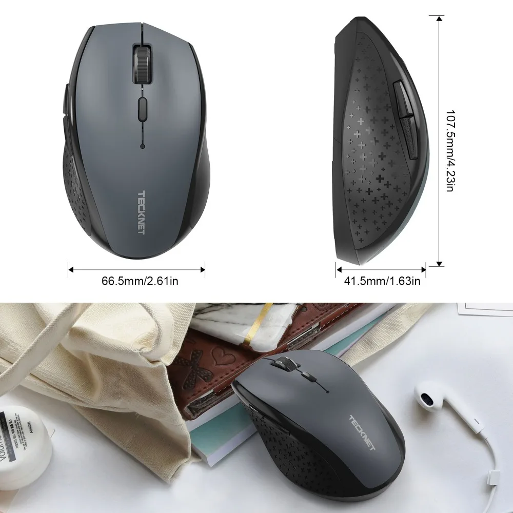 TeckNet оптическая беспроводная мышь 6 кнопок 4800 dpi с 2,4 ГГц USB Беспроводная компьютерная эргономичная мышь для геймера Mause для ноутбука ПК