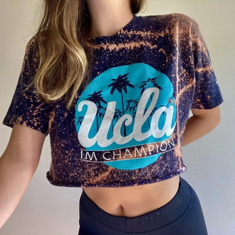 

New Vintage Letter Graphic Tee Print Crop Top Women O Neck Short Sleeve Loose Streetwear T Shirt Summer Casual Women Sexy Tops