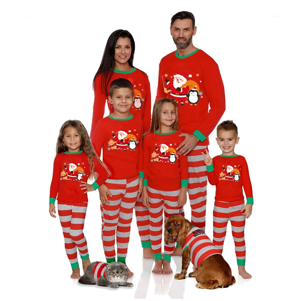 Фото 2022 рождественские Семейные пижамы комплект для матери дочери отца сына