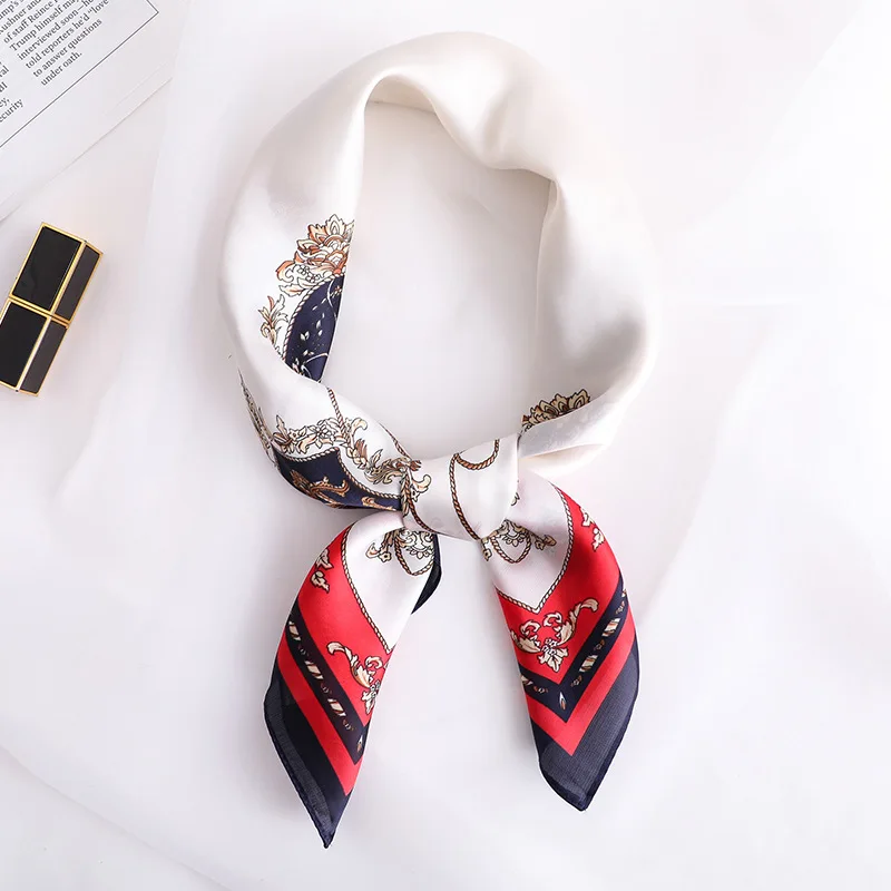 

2021 Luxury Brand Retro Square New Neckerchief Silk Hair Band Bag Scarf Women Soft Handkerchief scarves chiffon hijab pashmina