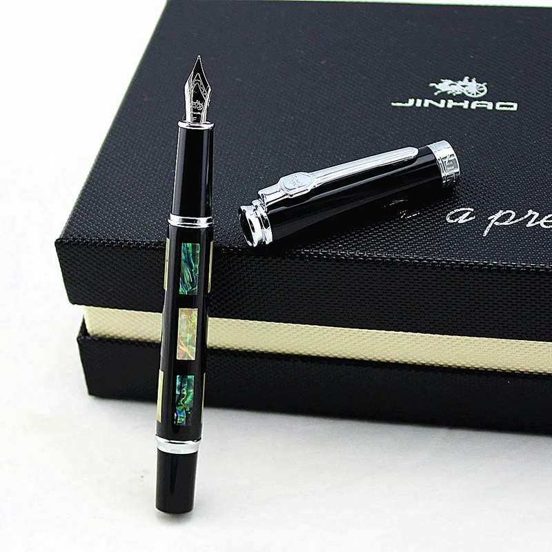 JINHAO 8802 уникальная перьевая ручка с серебристым зажимом школьные канцелярские