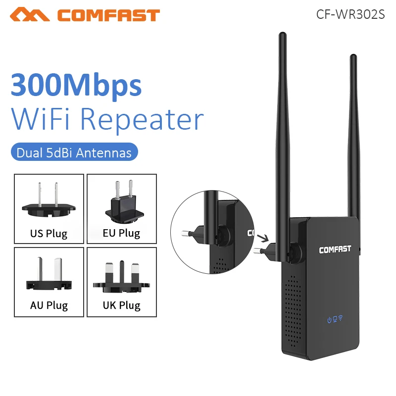 Беспроводной ретранслятор Wi Fi роутера Comfast CF WR302S 300 м 10 дБи антенна сигнала 802.11N/B/G