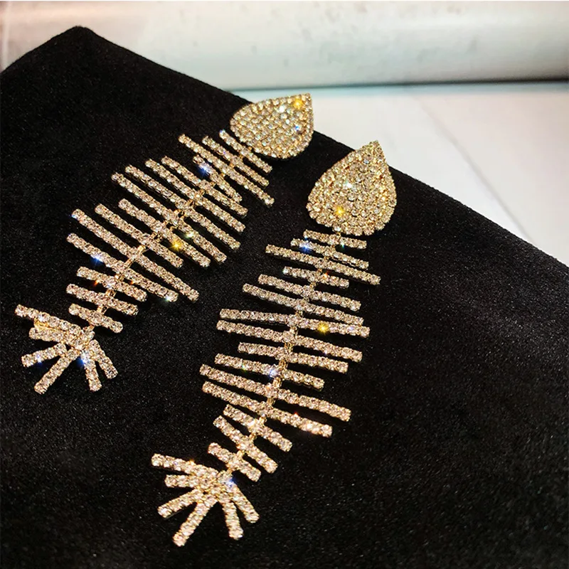 Серьги 2020 инкрустированные рыбками костяные серьги женские длинные для ночного