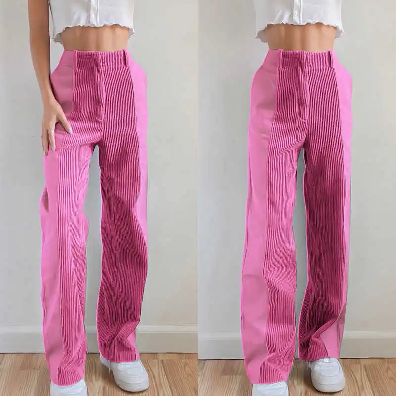 

Sweet Y2k Patched Corduroy Pants Women Fashion Female Harajuku Long High Waisted Straight Trousers Vintage Sweatants Winter