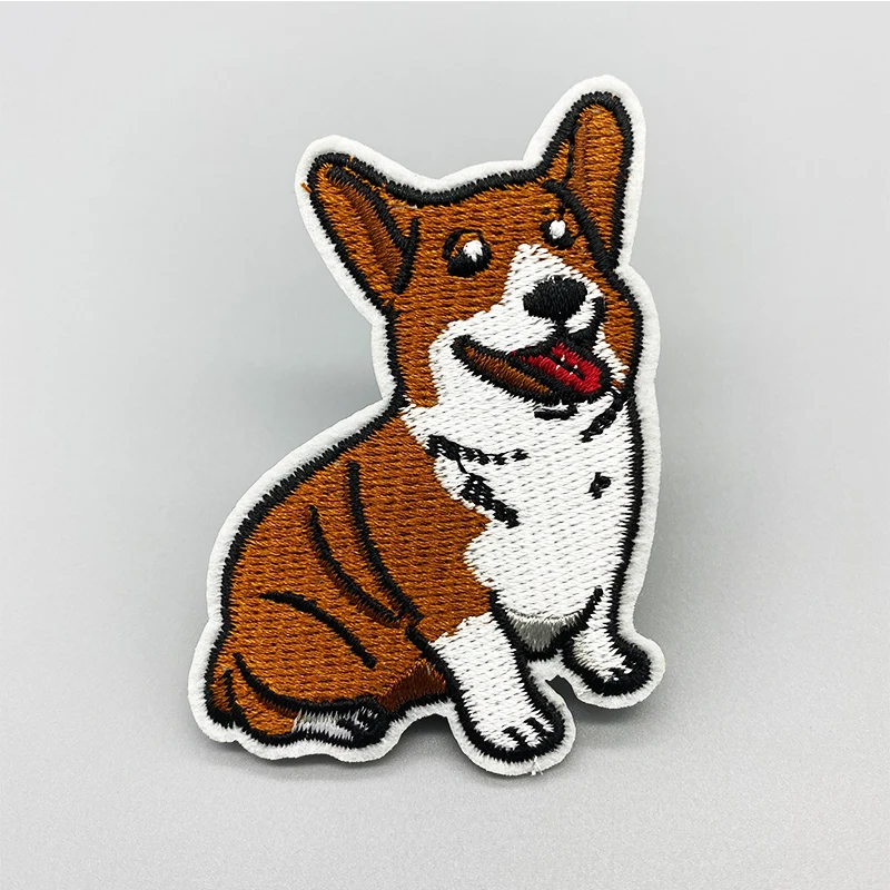 

Симпатичная вышитая нашивка Corgi dog, "сделай сам", утюжок на одежде, обрезанная модель для куртки, джинсов, ткани, украшение, одежда, одежда