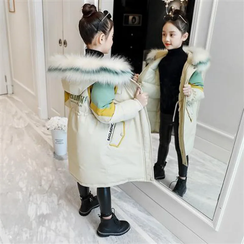 -30° Russian Winter Parkas Down Jacket Teen Warm Coat Outerwear Teenage Outfit Children Kids Girls Fur Hooded 4-16 Years | Детская