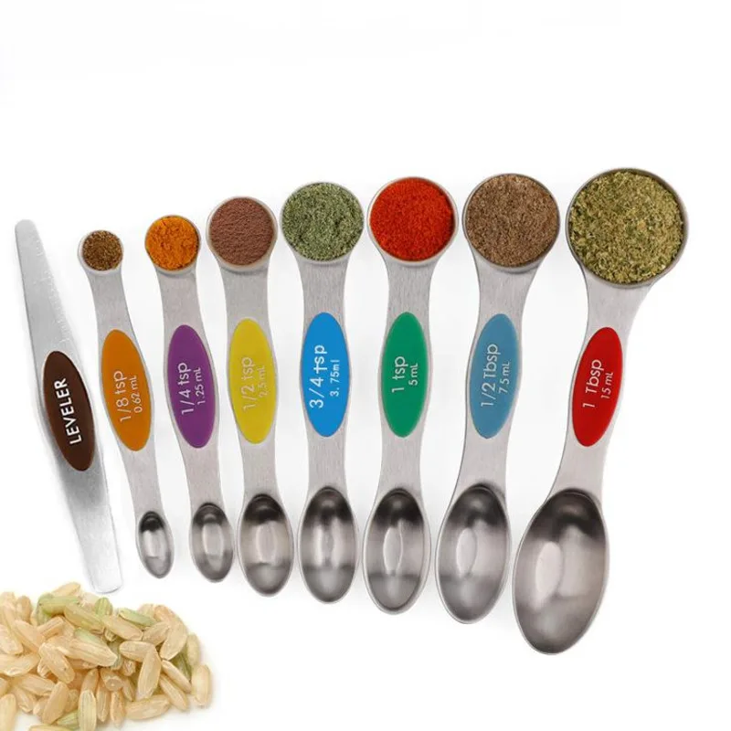 

8Pcs Magnetic Measurement Double Head Measuring Spoon Kitchen Baking Tools Stainless Steel Teaspoon Tablespoon