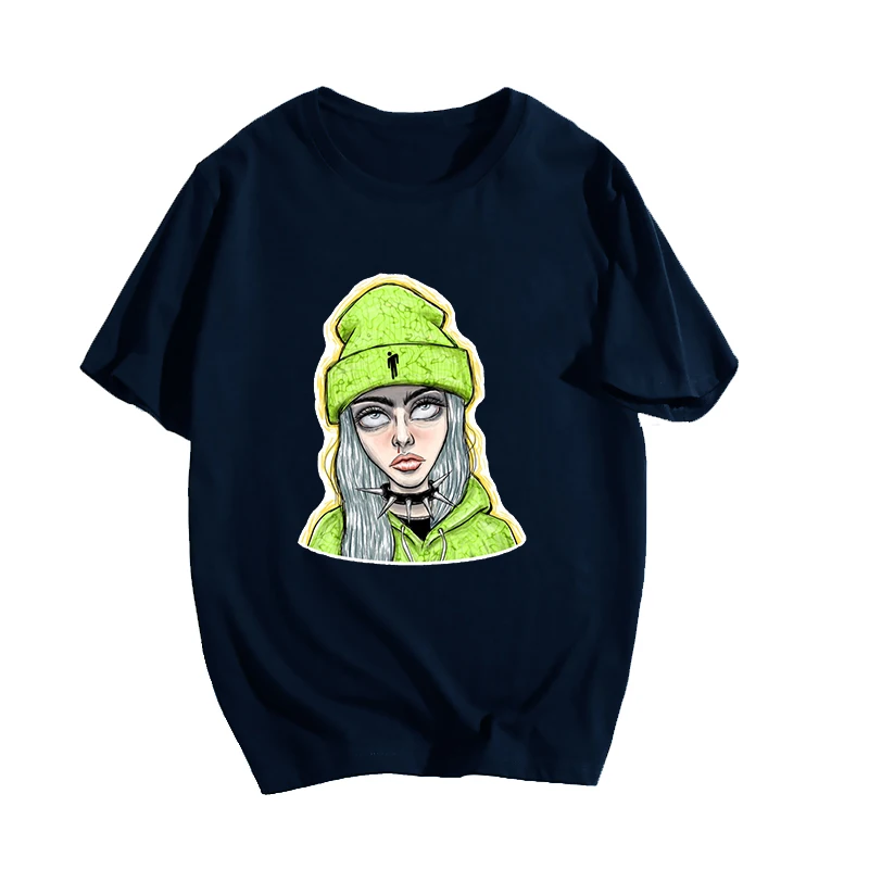 Крутая футболка унисекс, Повседневная футболка Billie Eilish, летние модные хлопковые футболки для подростков, Harajuku, футболки с короткими рукавами