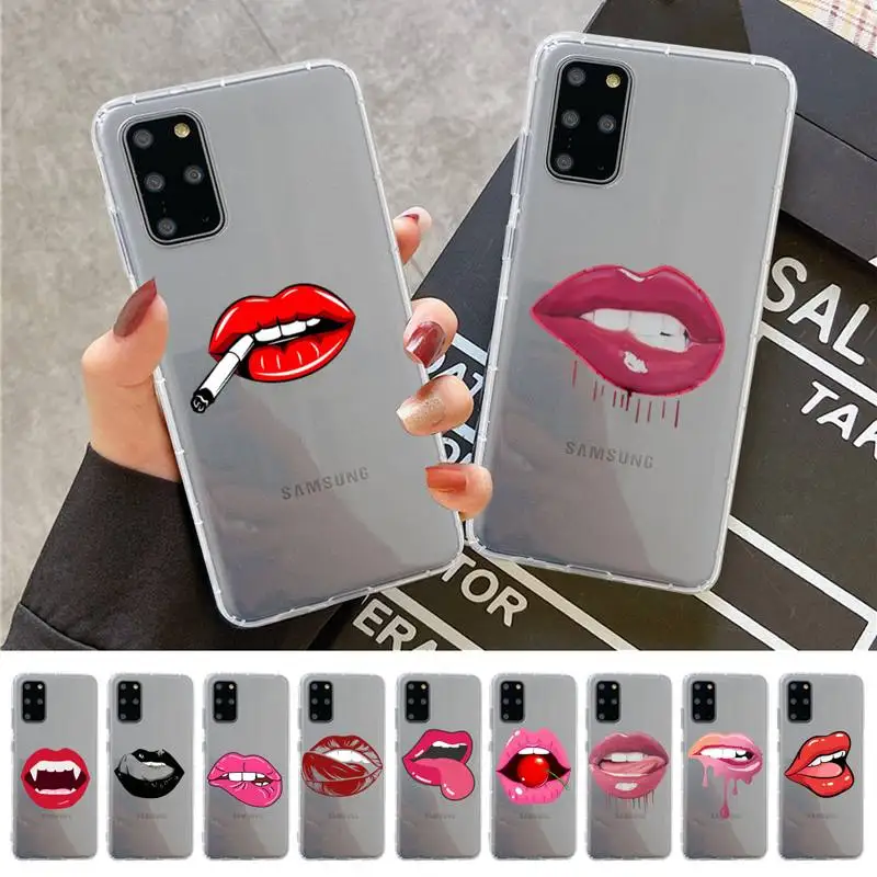 

YNDFCNB Lipstick Lip Print Phone Case For Samsung A 10 20 30 50s 70 51 52 71 4g 12 31 21 31 S 20 21 plus Ultra