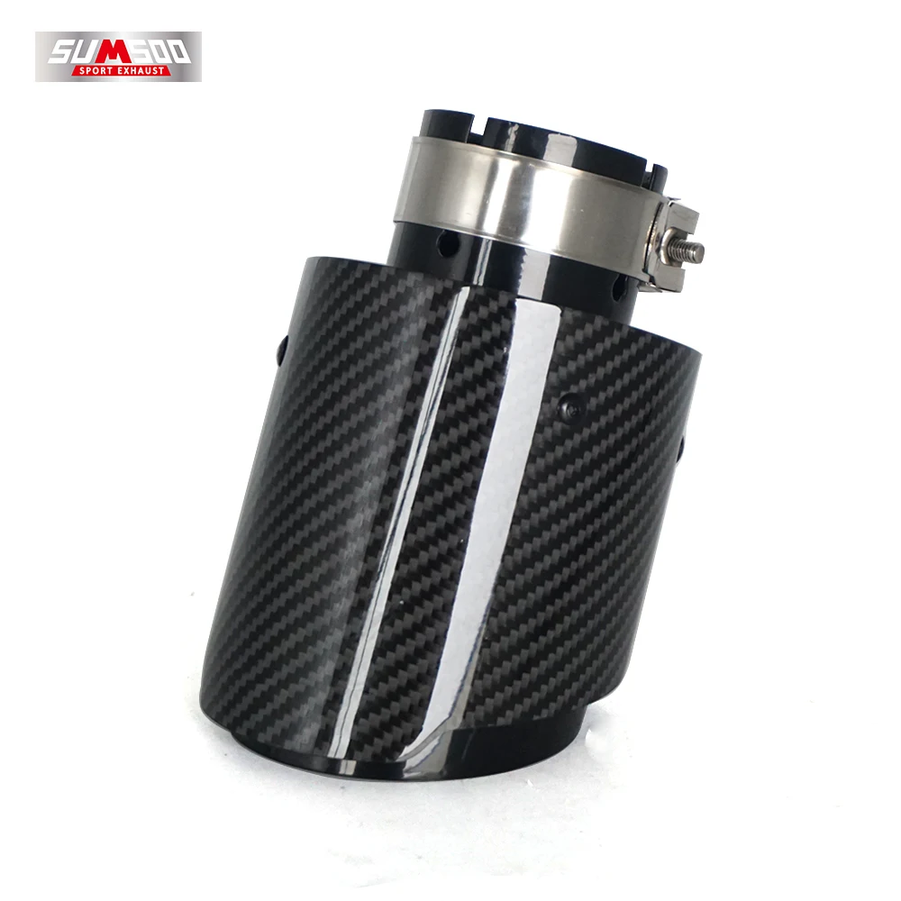 

SUMSO carbon Fibre Car Exhaust Tip Black Coated Stainless Steel Muffler Tip Tail Pipe For modification automobile exhaust pipe