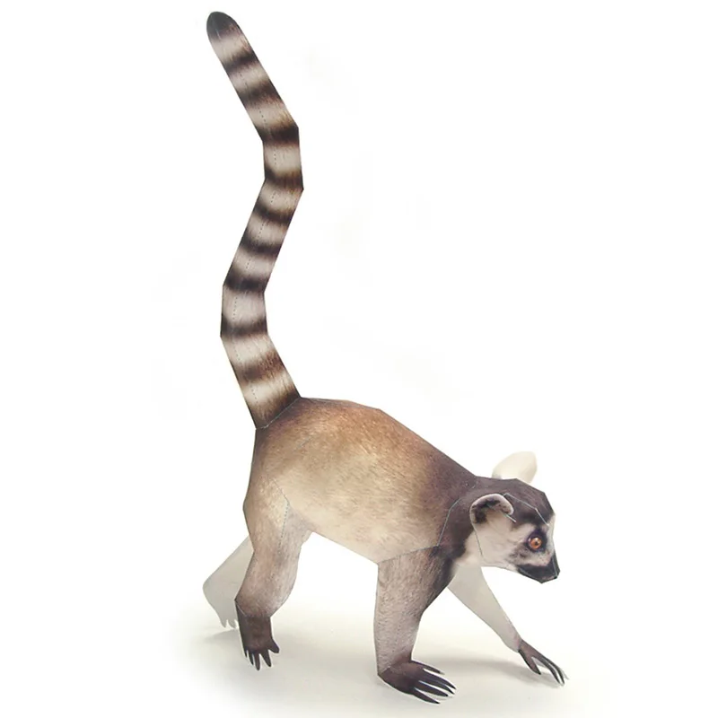 Ring-tailed Lemur Monkey Paper Model Origami Art Mini 3D Papercraft Realistic Animal DIY Kids Adult Handmade Craft Toys WE-010 | Игрушки и