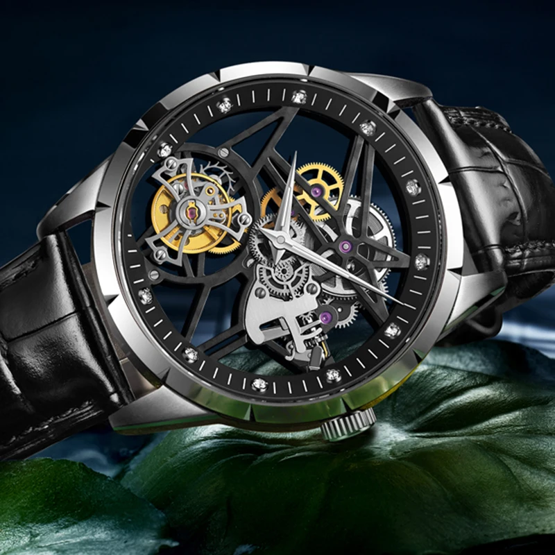 GIV Мужские часы Роскошные скелетоны для мужчин tourbillon механические сапфировое