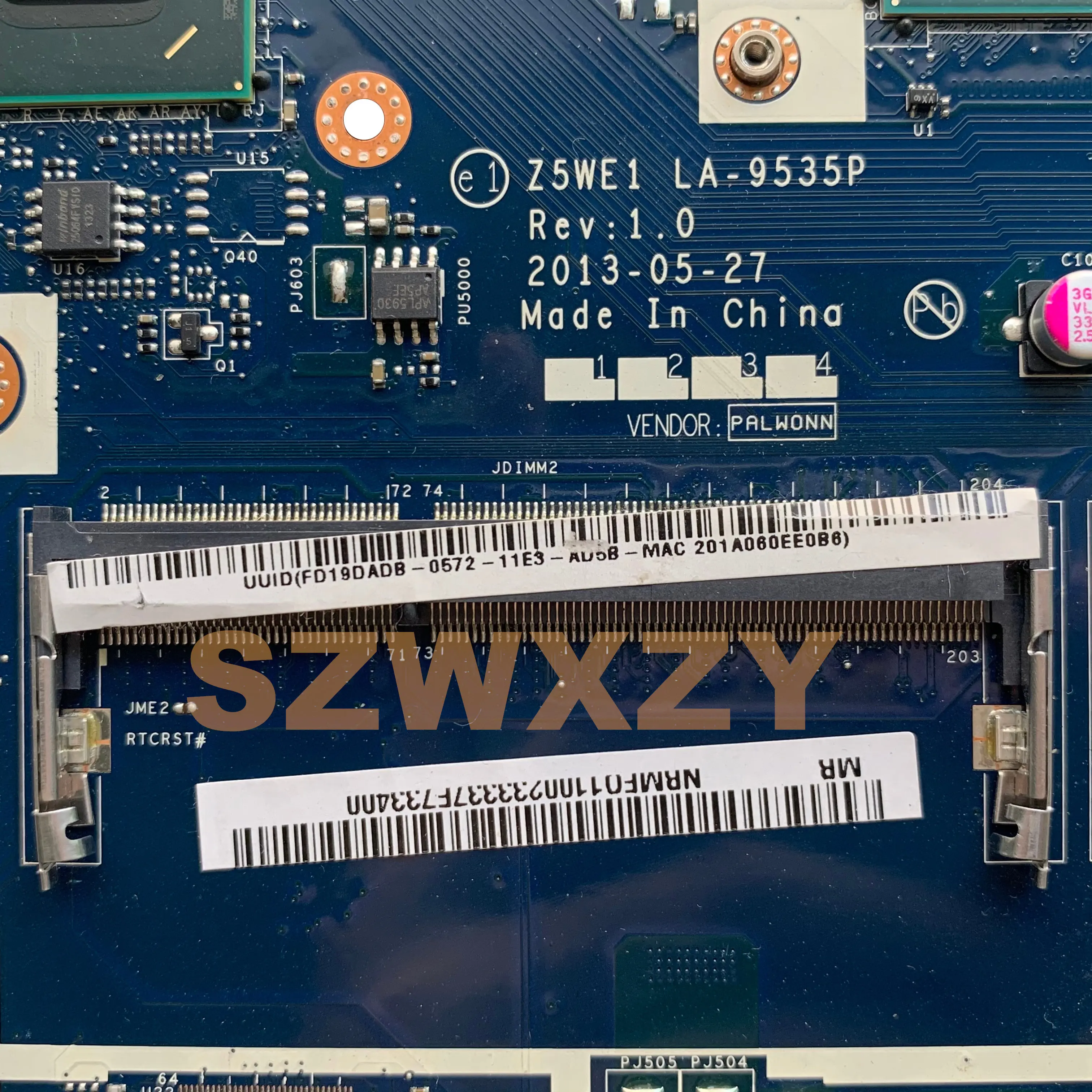 SZWXZY для Acer Aspire E1-530 материнская плата ноутбука с процессором SR0VQ 2117u NBMF011002 Z5WE1 LA-9535P