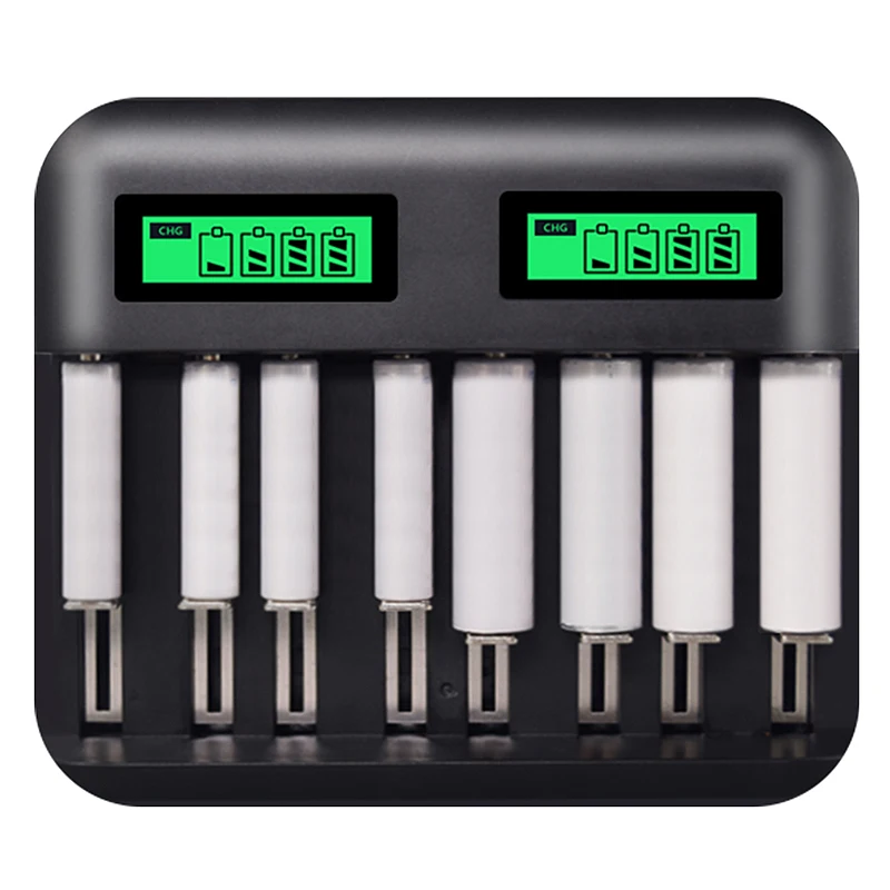 8 слотов ЖК-дисплей Usb Смарт зарядное устройство для Aa Aaa Sc C D размер