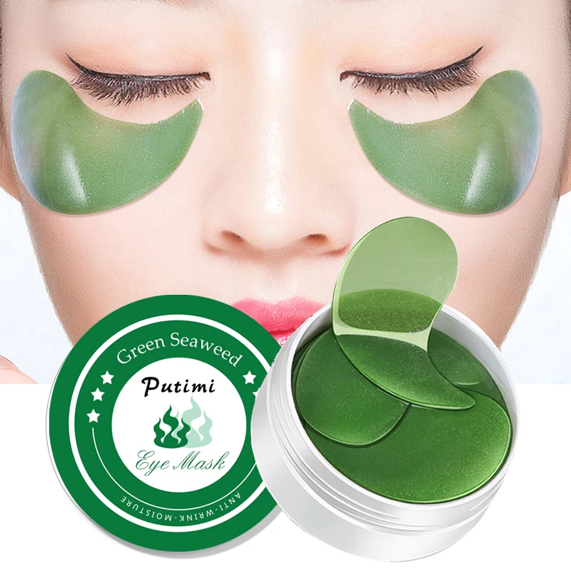 

PUTIMI 50/60PCS Eye Patches Mask Hyaluronic Seaweed Moisturizing Eye Mask Dark Circles Eye Bags Remove Anti Wrinkle Skin Care