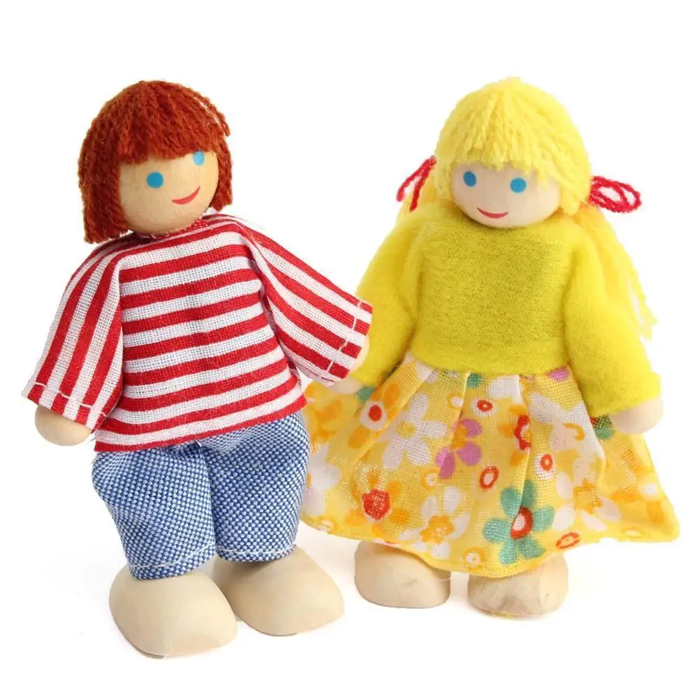 6 шт. милая кукла деревянный дом семейный набор для детей игрушка ролевых игр