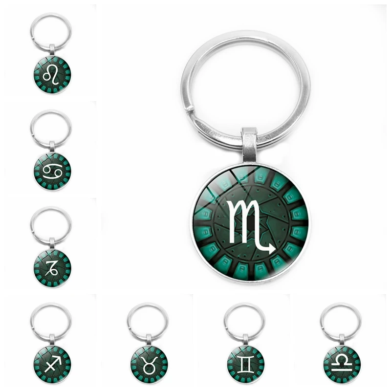 Горячая распродажа! 12 зодиакальное Созвездие кольцо для ключей Ретро Aries Gemini