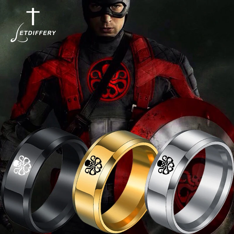 Letdiffer защитные средства 8 мм S.H.I.E.L.D. Кольцо из нержавеющей стали Hydra Hailty для мужчин