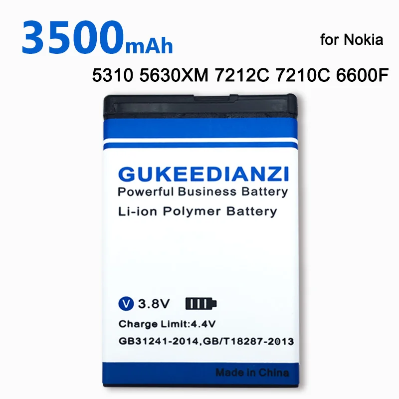 GUKEEDIANZI Мобильный телефон Замена 3500 мА/ч Батарея BL-4CT для Nokia 5310 6700S X3 X3-00 7230 7310C 5630 2720A