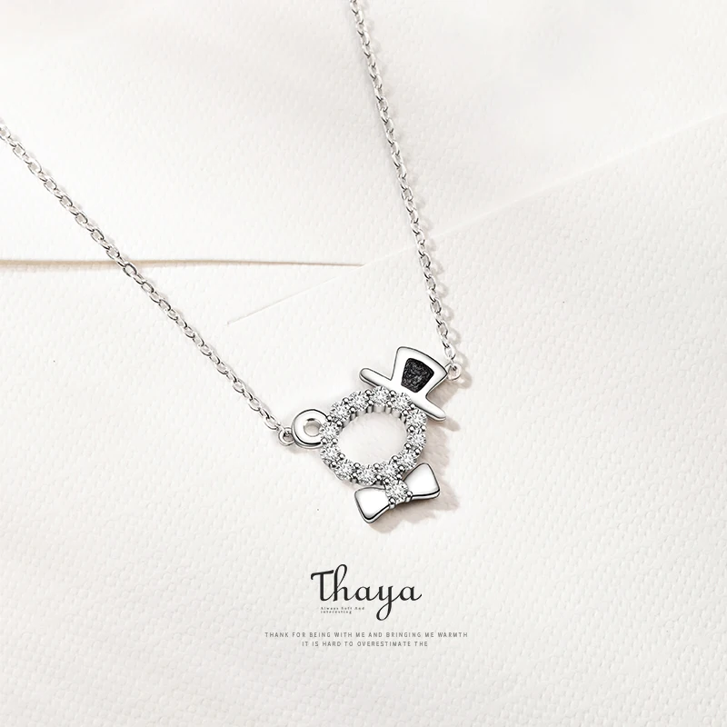 Thaya серебро 925 оригинальный дизайн милое ожерелье с медведем Кристальное колье