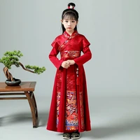 kids embroider hanfu ancient student costume boygirl party perform photography dress baby traditional chinese new year clothes