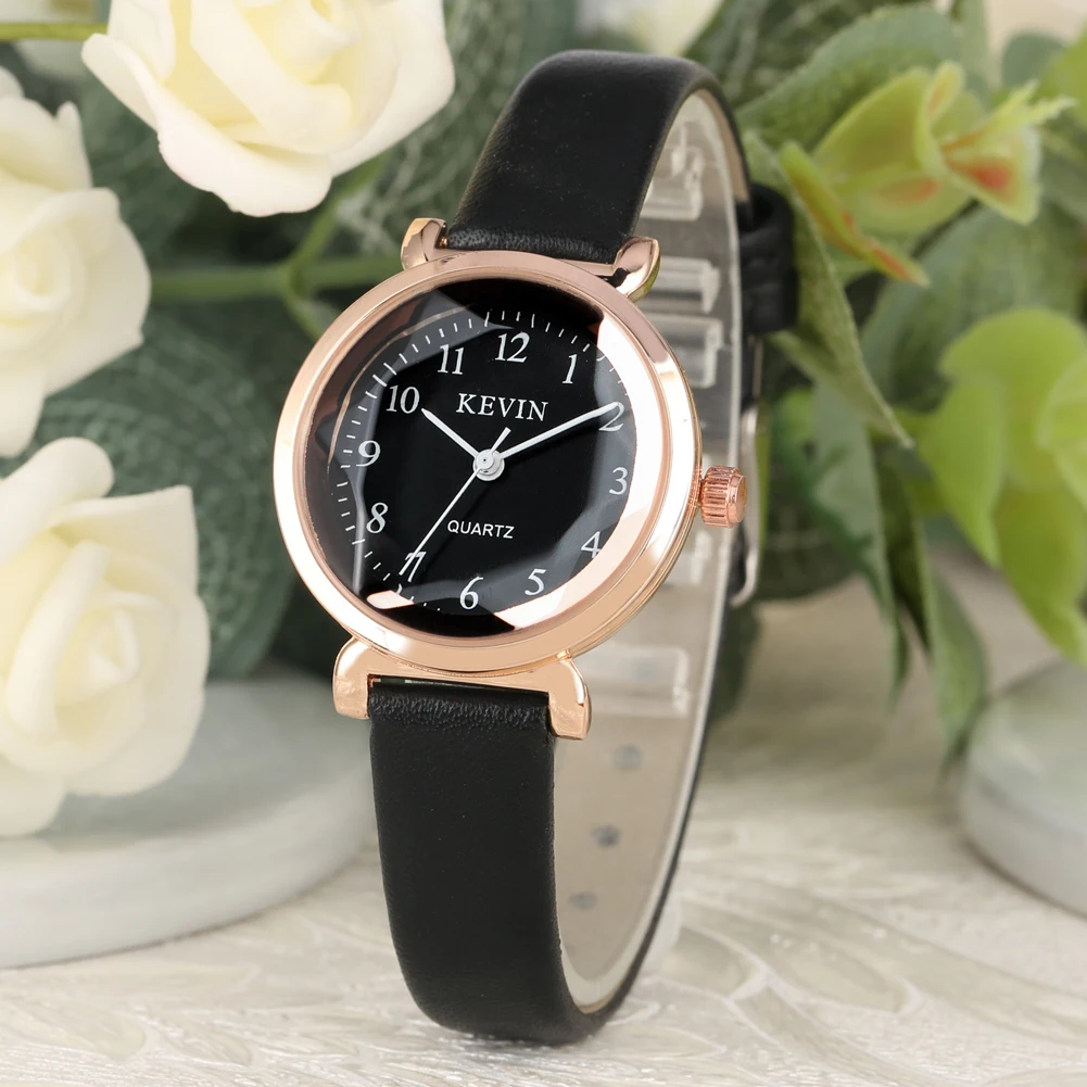 Шикарные кварцевые часы для женщин Модный чехол из розового золота лаконичный