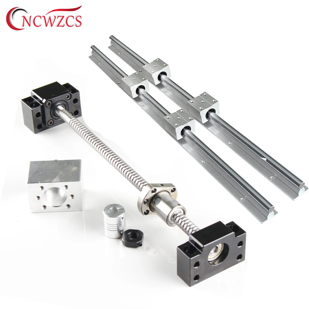 

SFU1204 Ball Screw +1204 Nut +BKBF10 End Support+Coupling +1204 Nut Housing+2pcs SBR12 Linear Rail+4pc SBR12UU For XYZ CNC parts