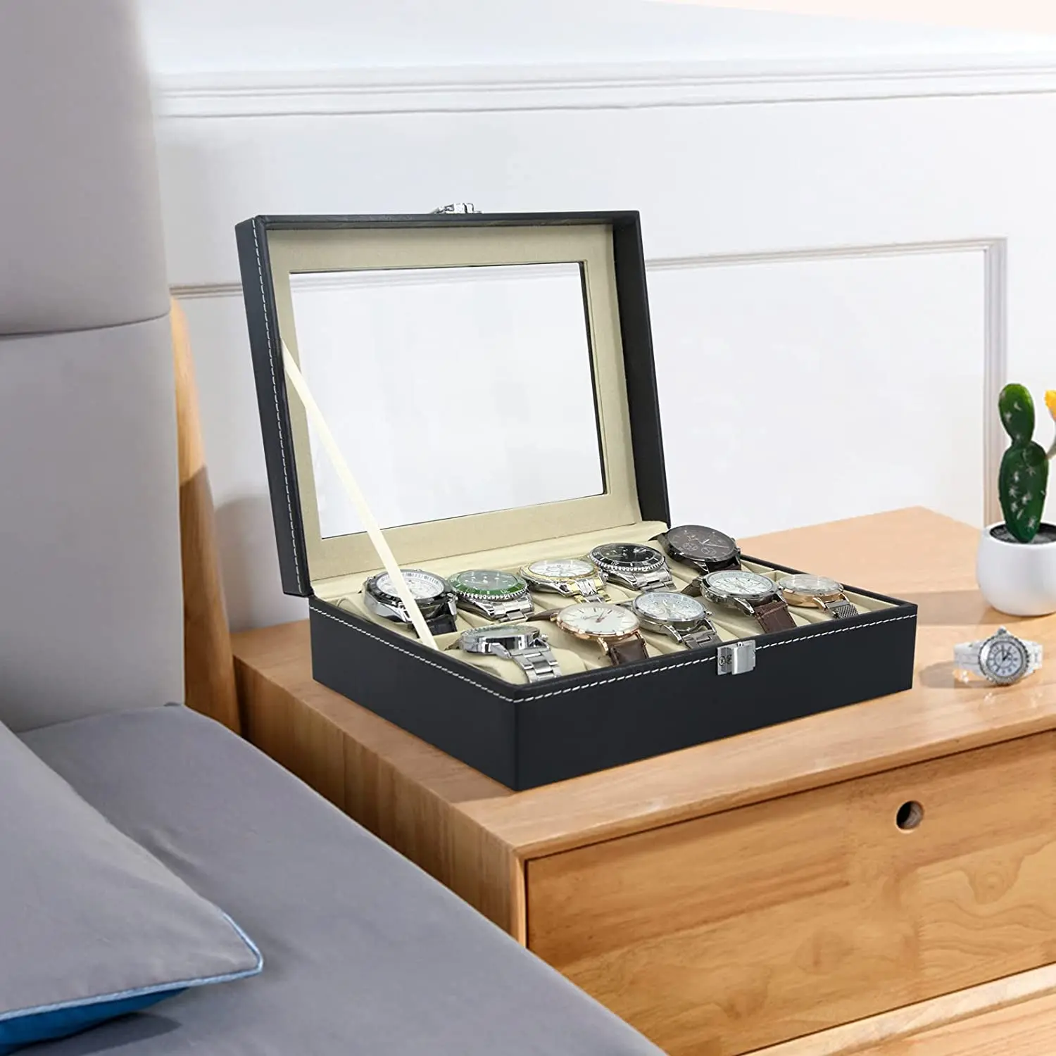 

PU watch box wooden 6 10 12 watch display storage box desktop watch storage box
