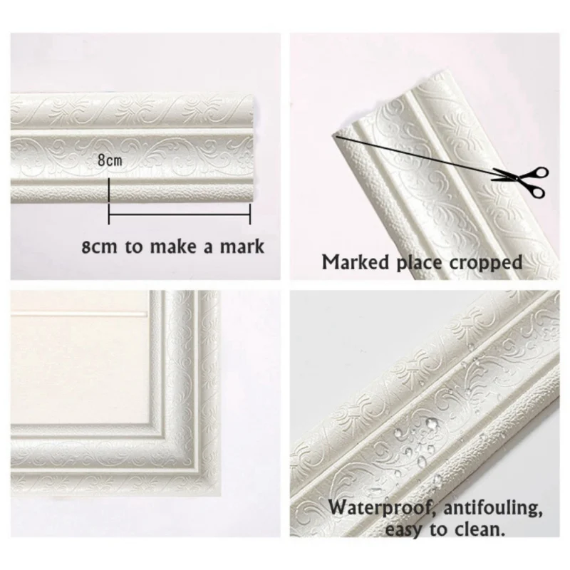 

3D self-adhesive strip wall decoration foam frame strip with adhesive waist line wallpaper waterproof baseboard wall sticker